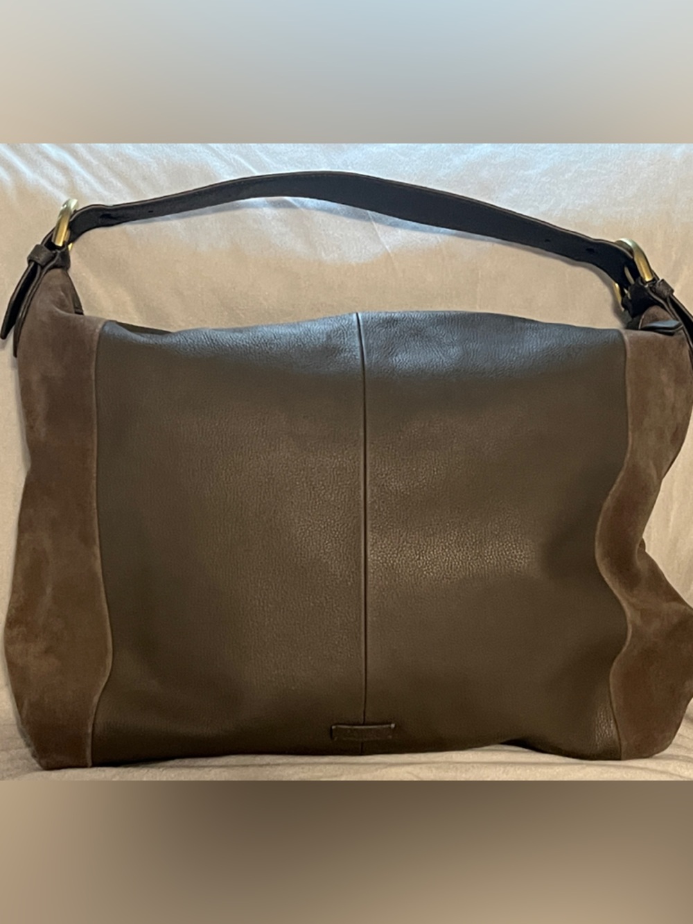 NWOT Large Brown Leather & Suede Shoulder Bag